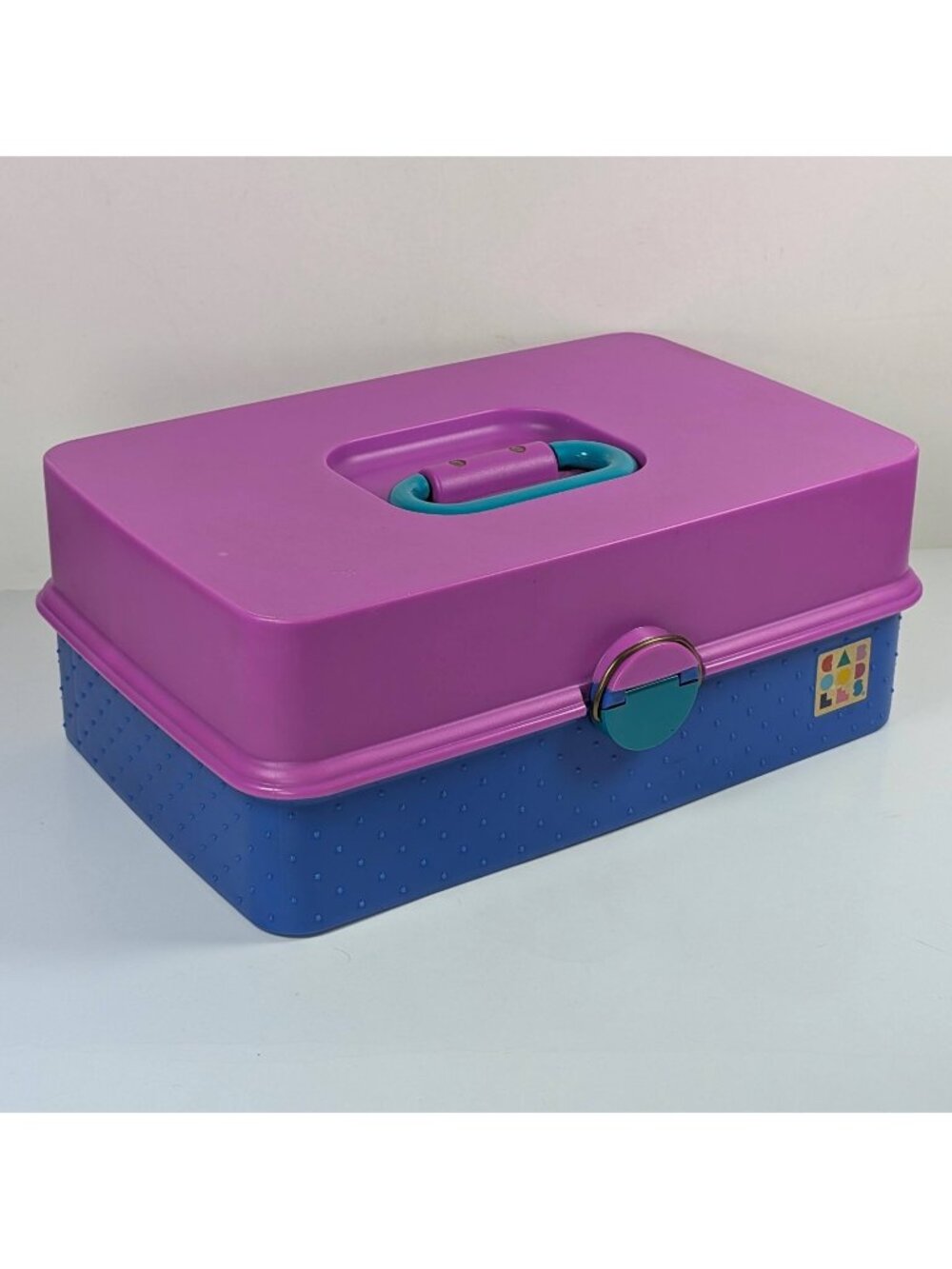 Caboodles 3-Tier Travel Hard Case Makeup Blue Pink Vintage 90s Mirrored Retro